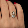Oval Cut Salt and Pepper Diamond Engagement Ring with Baguette Frills