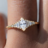 Dainty Deco Engagement Ring with Marquise Diamond
