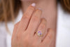 Deco Engagement Ring with Purple and Lilac Sapphires on Hand front view alternate angle 