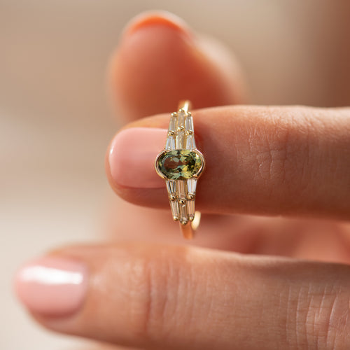 Delicate-Parti-Sapphire-Engagement-Ring-with-Tapered-Diamond-Ornaments-OOAK-ARTEMER