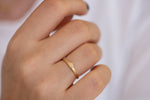 Delicate Wedding Band - Patterned Ring on Hand other view