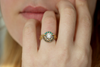 Color Diamond Wedding Ring on finger