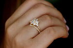 Diamond Cluster Engagement Ring Set - The Flora Ring Set Side View