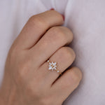 Diamond Flower Cluster Ring on heart