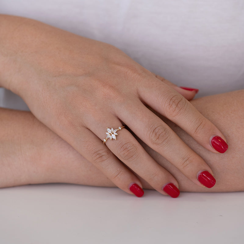 Womens Flower Cluster Engagement type 3/4CT Real Diamond Ring 10k  Rose/White ... | eBay