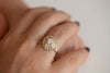 Diamond Snowflake Ring with Tapered Baguette Diamonds on Hand Detail View of Front 