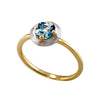 Diamond Sphere Ring with Asscher Cut Teal Sapphire - OOAK1
