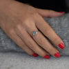 Diamond Sphere Ring with Asscher Cut Teal Sapphire - OOAK2