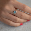 Diamond Sphere Ring with Asscher Cut Teal Sapphire - OOAK4