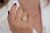 Diamond and Pearl Engagement Ring - Baguette Diamond Shell Ring on Hand Front View 