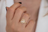 Diamond and Pearl Engagement Ring - Baguette Diamond Shell Ring on Hand other angle 