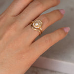Diamond and Pearl Engagement Ring - Baguette Diamond Shell Ring1