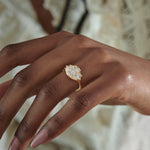 Dome-Marquise-Diamond-Gold-Engagement-Statement-Ring-on-finger