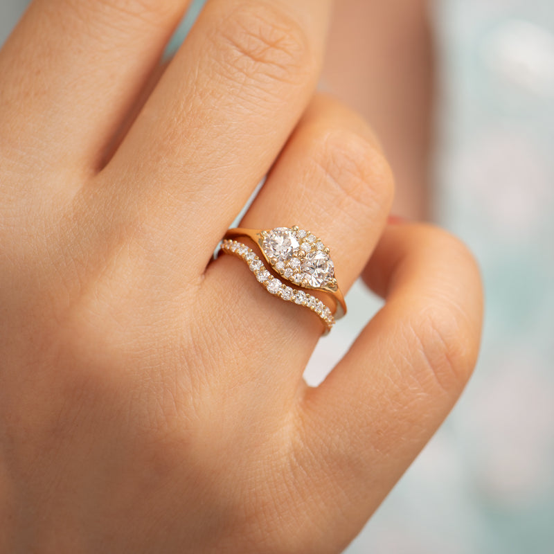 Dual-Diamond-Engagement-Ring-with-a-Cluster-of-Brilliant-Cut-Diamonds-top-shot-in-set
