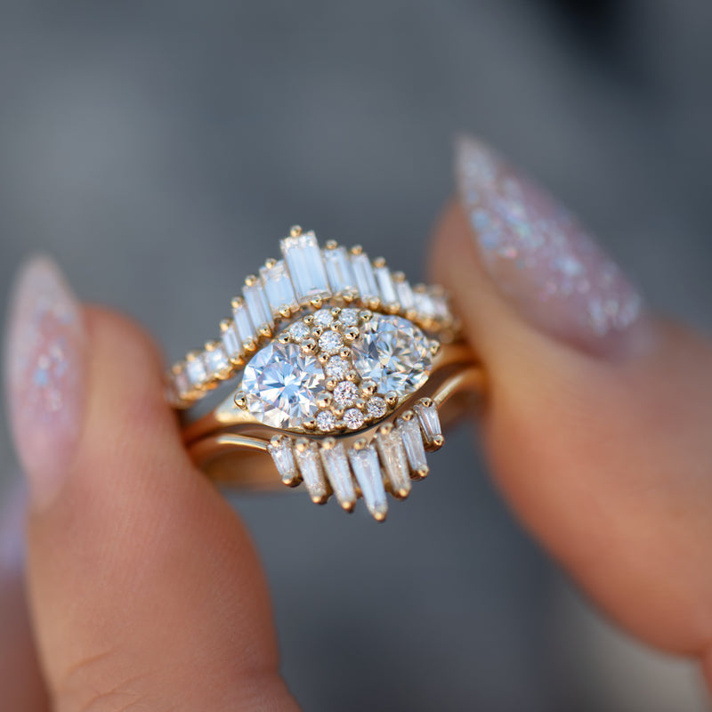 Dual-Diamond-Engagement-Ring-with-a-Cluster-of-Brilliant-Cut-Diamonds-top-shot-in-set