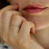 Emerald And Diamond Eternity Wedding Band On Ring Finger