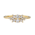 Engagement-Ring-with-a-Cluster-of-Diamonds-Small-Flora-Ring-closeup