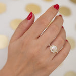 Engagement Ring with Half Moon Diamond - The Aztec Temple Ring on Hand-5