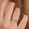 Engraved Diamond Ring - Wavy Wedding Band on Hand in Set Detail Shot