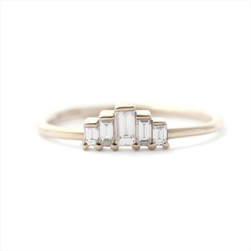 Five Baguette Diamonds Engagement Ring