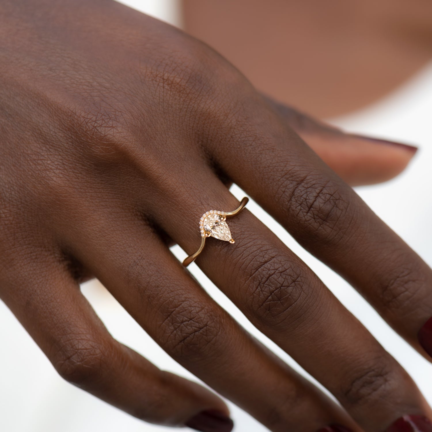 Jackie Pear Ring, Lab Grown Diamond Ring by Kimaï UK