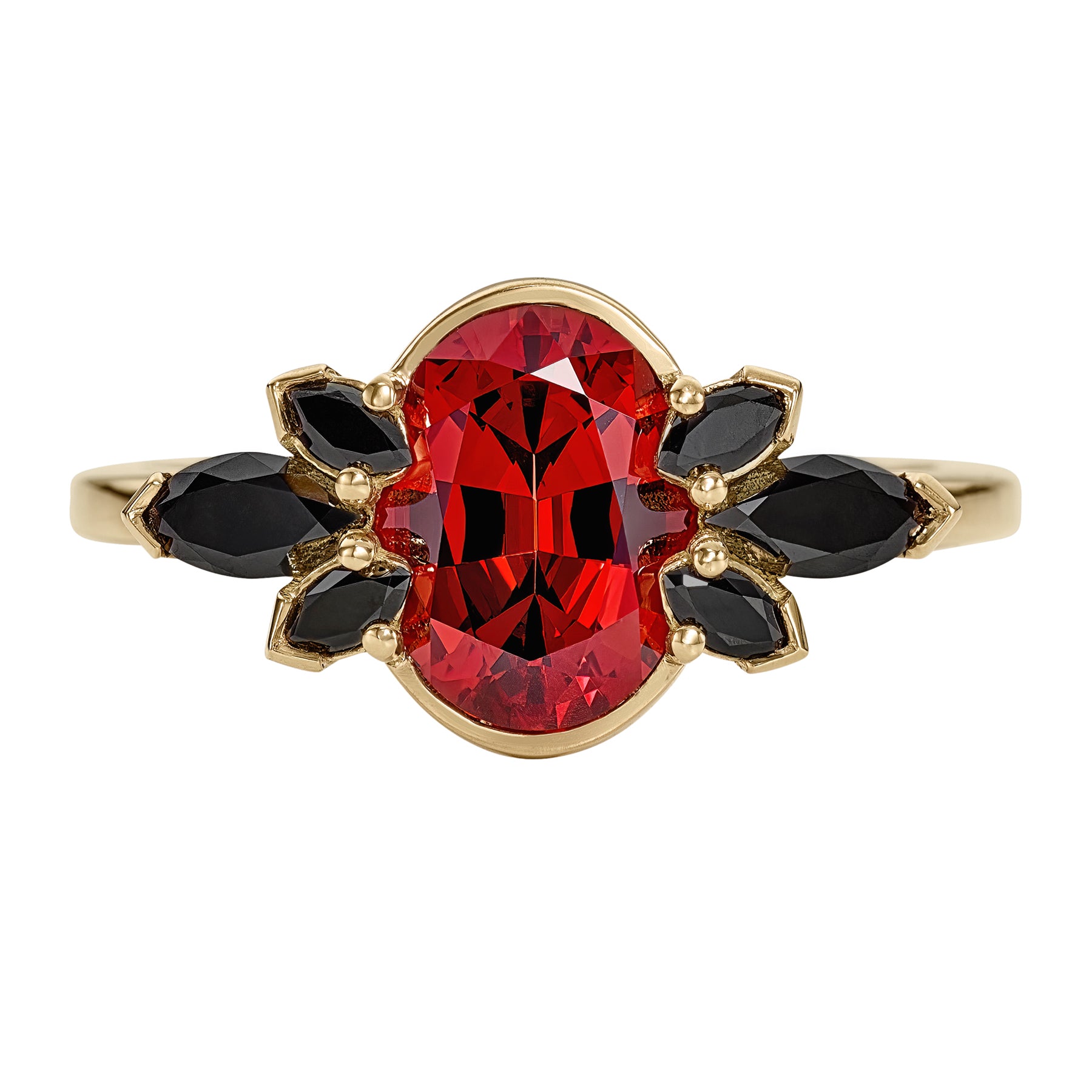 Flowers of Evil Red Garnet Black Diamond Ring – ARTEMER