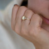 Art Deco Baguette Diamond Ring Side View on Hand in Sun 