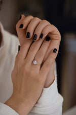 Art Deco Baguette Diamond Ring on Hand 