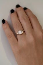Art Deco Baguette Diamond Ring Front Shot on Hand 