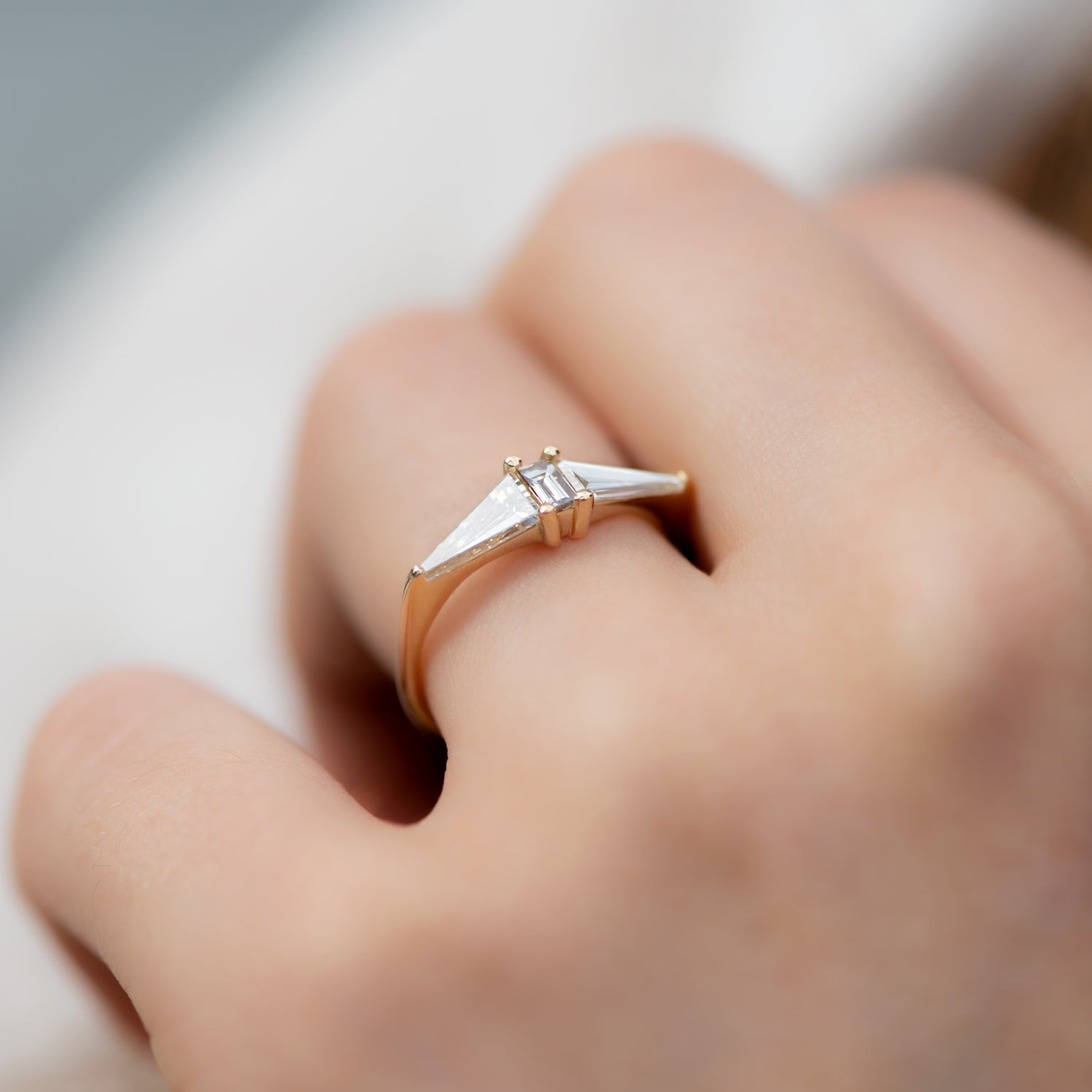 Geometric diamond engagement ring Clearance