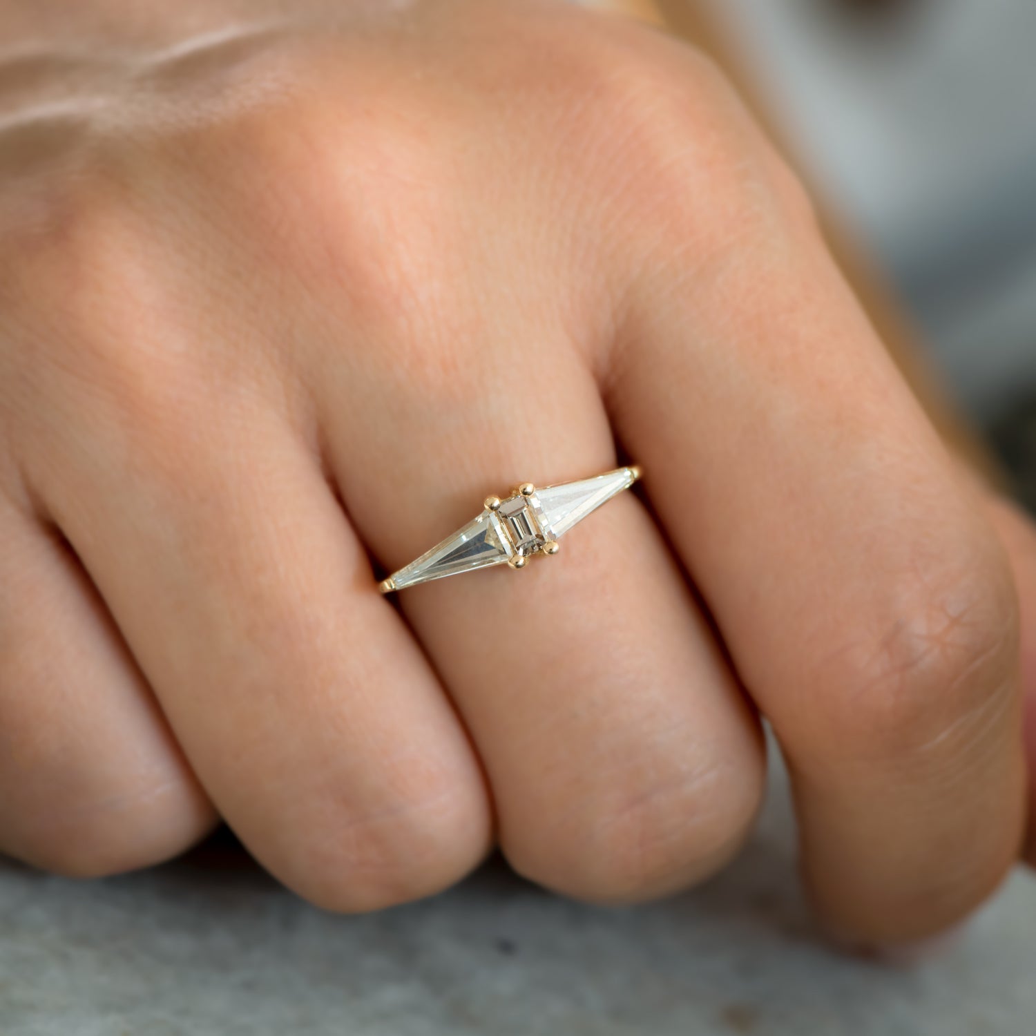Geometric Engagement Ring with OOAK Arrow Diamonds – ARTEMER