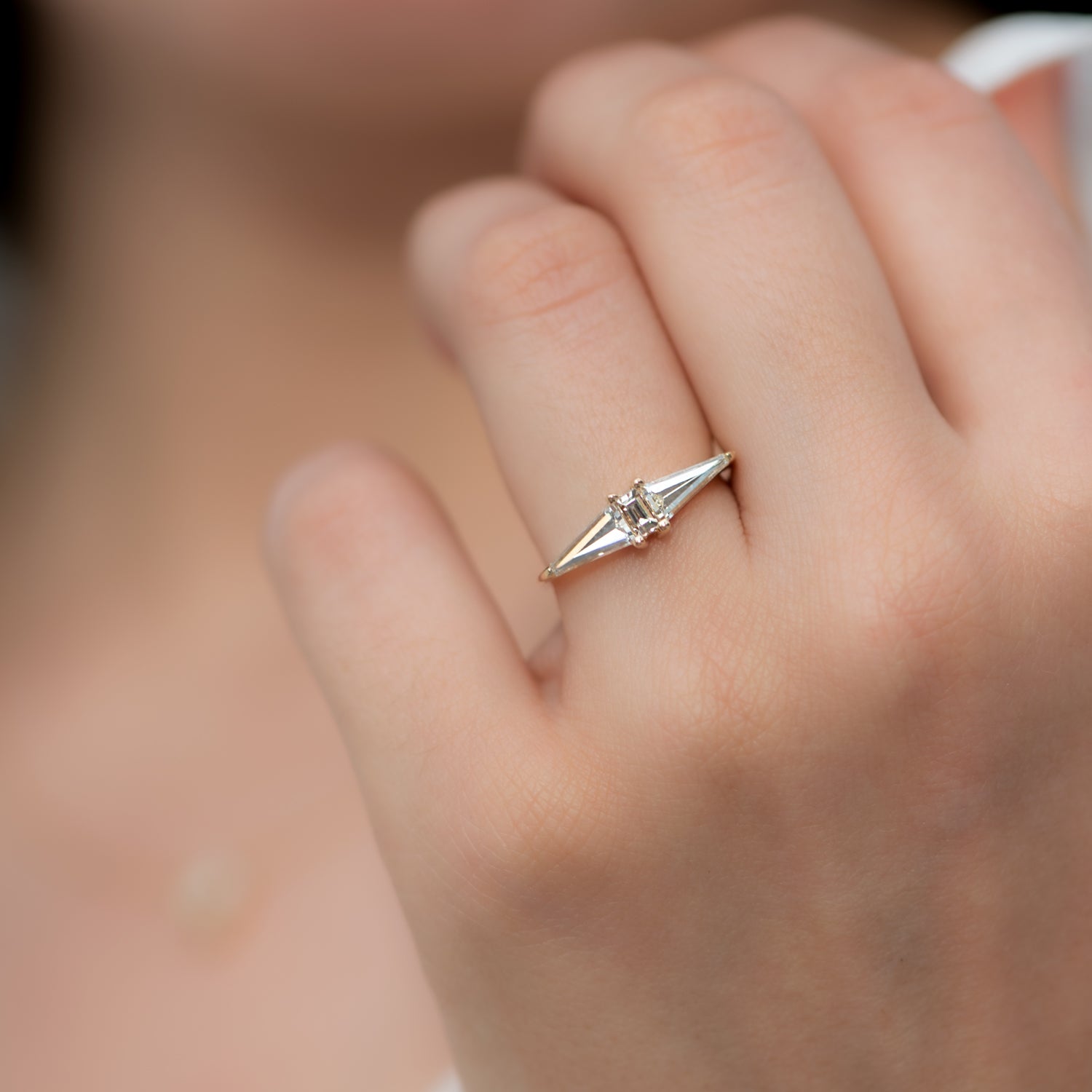 Geometric Engagement Ring with OOAK Arrow Diamonds – ARTEMER
