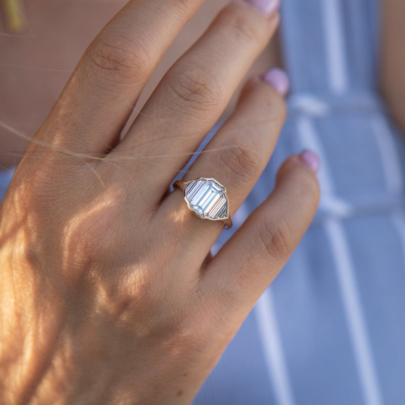Geometric-Engagement-Ring-with-an-Emerald-Cut-Diamond-OOAK-top-shot