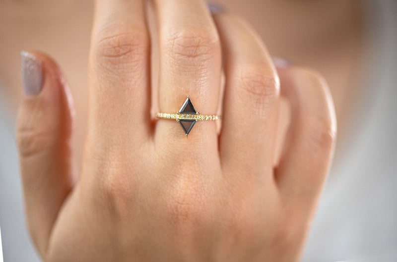 Geometric Engagement Ring - Black Diamond Ring