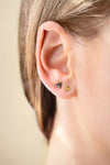 Gold Stud Earring - Arrow Earring on Ear in Set 