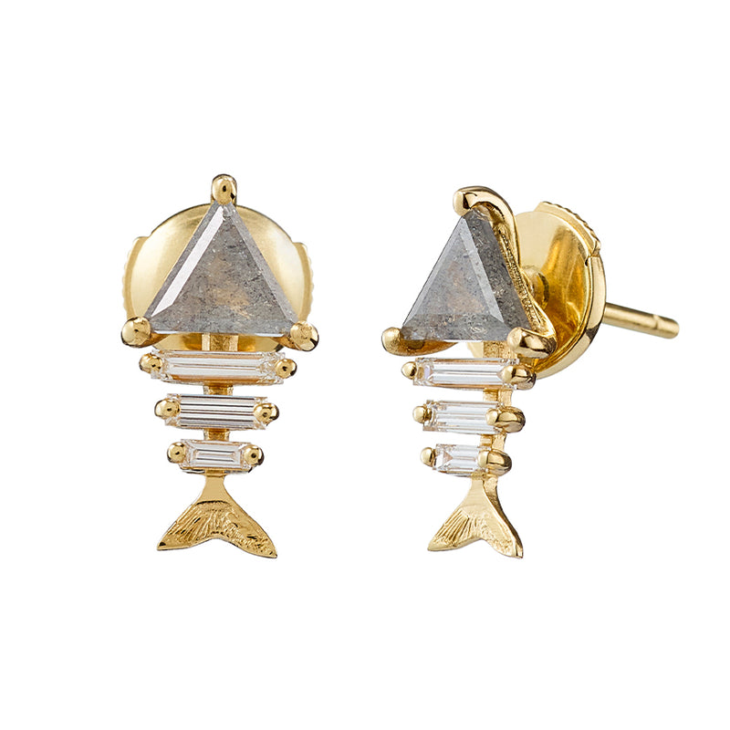 Gold-fish-Bone-Earrings-with-Triangle-and-Baguette-Cut-Diamond-top-shot-closeup