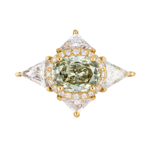 Green Diamond Engagement Ring - OOAK Fancy Color Diamond Ring