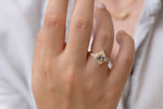 Green Diamond Engagement Ring - OOAK Fancy Color Diamond Ring Alternate Angle on Hand 