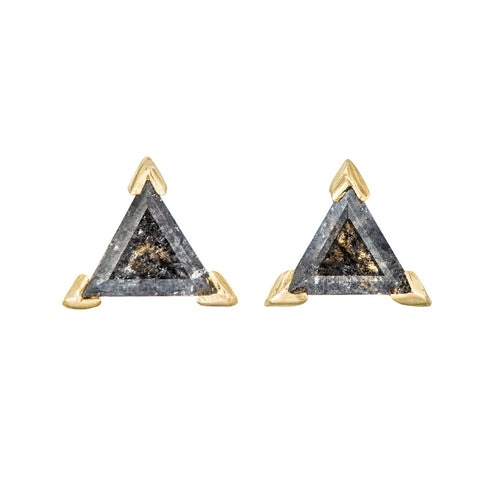 Grey Triangle Diamond Stud Earrings
