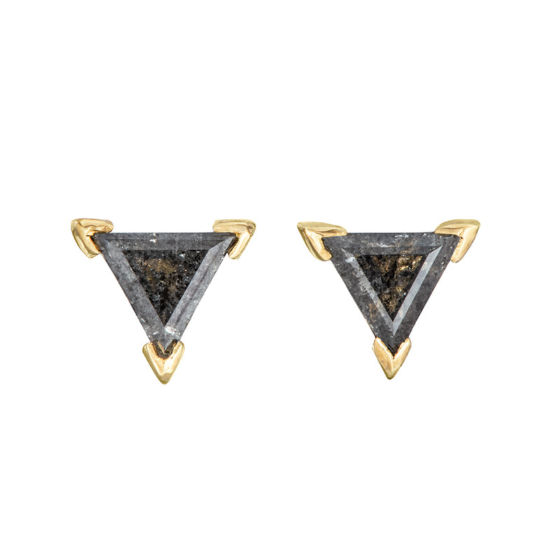 Grey Triangle Diamond Stud Earrings Other Angle 