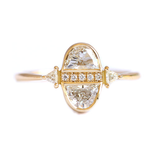 Half Moon Diamond Engagement Ring 