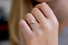 Half Moon Diamond Engagement Ring On Hand