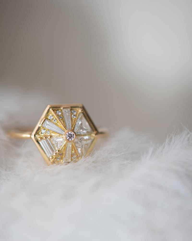 Hexagon-Engagement-Ring-with-Cluster-of-Diamonds-winterHexagon-Engagement-Ring-with-Cluster-of-Diamonds-winter