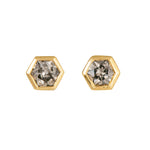 Hexagon Diamond Earrings on White 