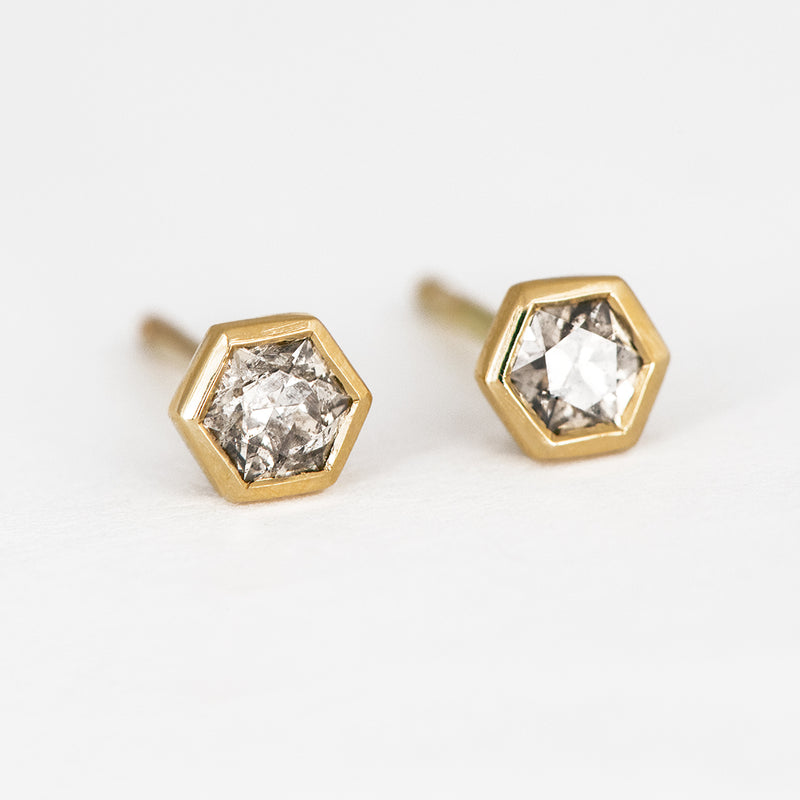 Hexagon Diamond Earrings Other View 