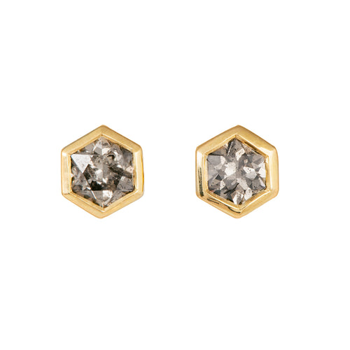 Hexagon Diamond Earrings on White Second Angle 