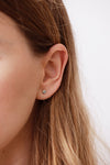 Hexagon Diamond Earrings Front View on Ear