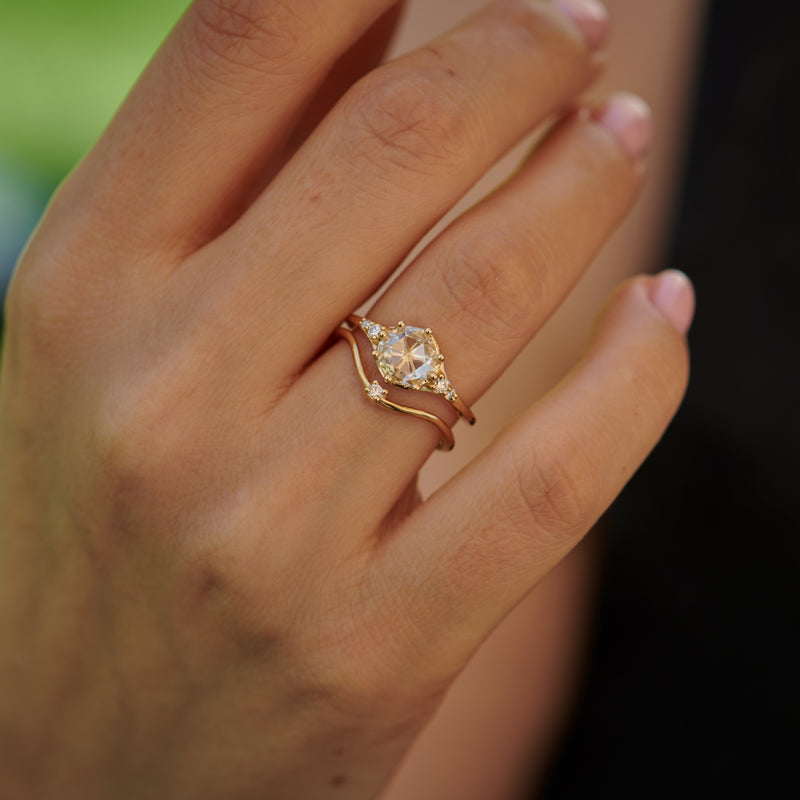 Icy Rose Cut Diamond Ring - Snowflake Engagement Ring