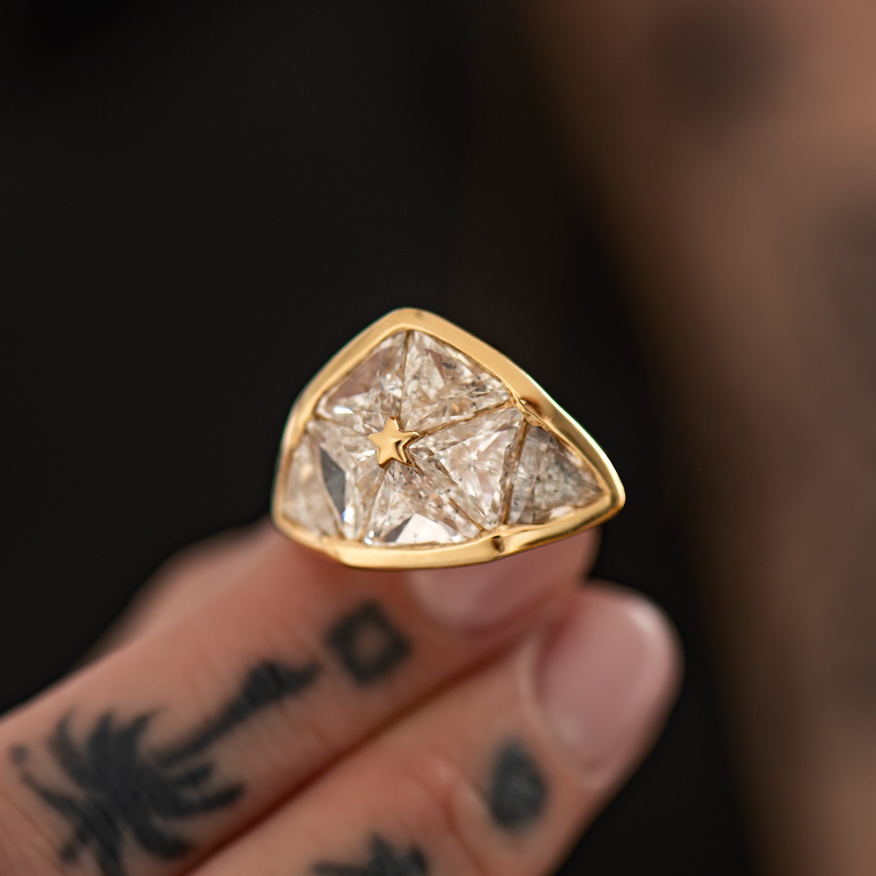 Interstellar Dome Ring with Triangle Cut Diamonds – ARTEMER