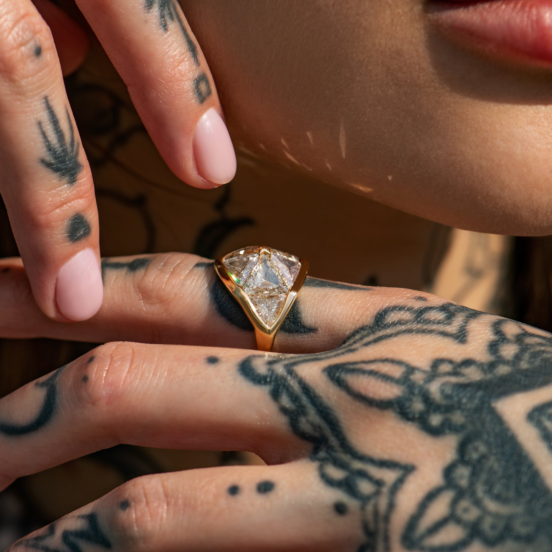 Interdimensional Ring Interstellar Dome Ring with Triangle Cut Diamonds – ARTEMER